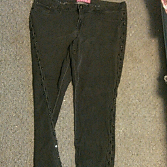 Spiked sides charcoal grey jeans - Picture 1 of 4