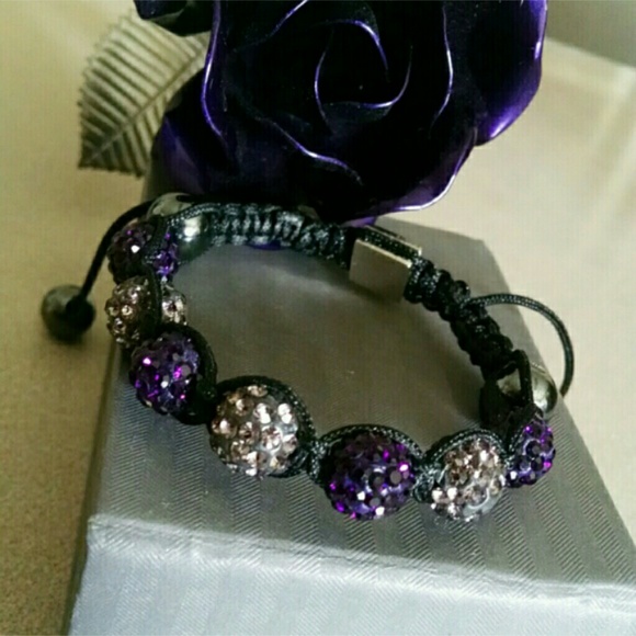 Purple&Dark Grey Shamballa Style Bracelet - Picture 1 of 4