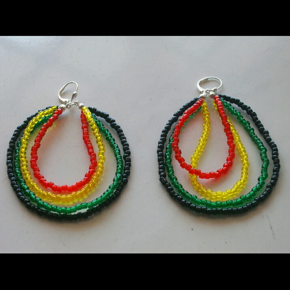 Handmade Rasta colored beads earrings
