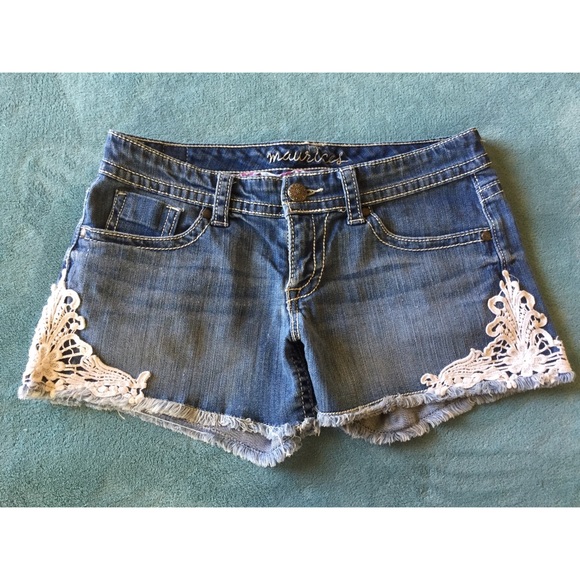 Side Lace Denim Shorts