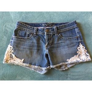 Side Lace Denim Shorts