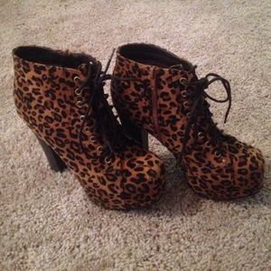 ZOOSHOO Suede Leopard Print Booties