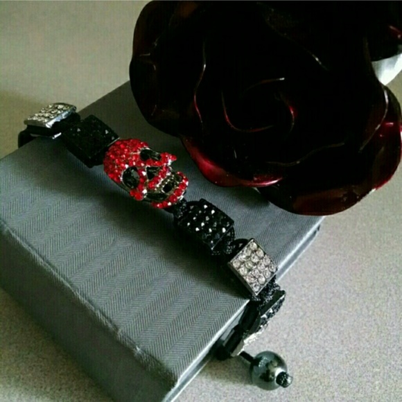 Red Skull Shamballa Style Bracelet