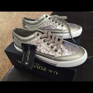 Silver tennis shoes