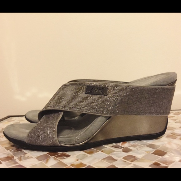 Anne Klein glitter wedge sandals