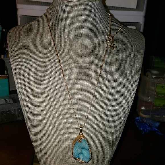 Natural Stone Gold Plated filled Druzy Necklace - Picture 2 of 3