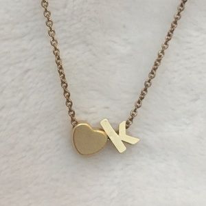 Dainty lowercase K necklace with heart