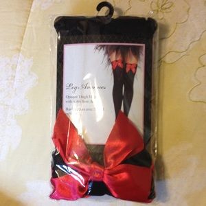 Thigh High Tights with Red Bows