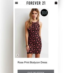 Rose Print Bodycon Dress