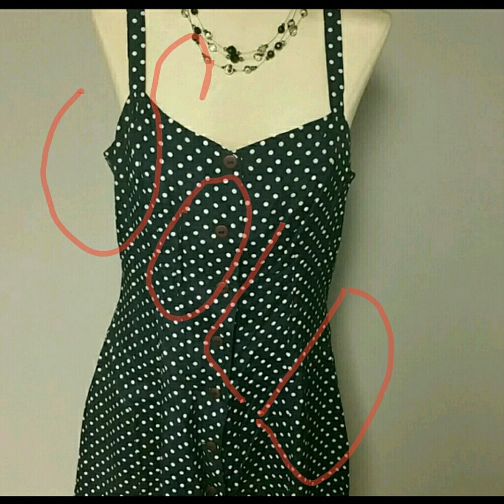 Juniors! Adorable blue dress with white poka dots
