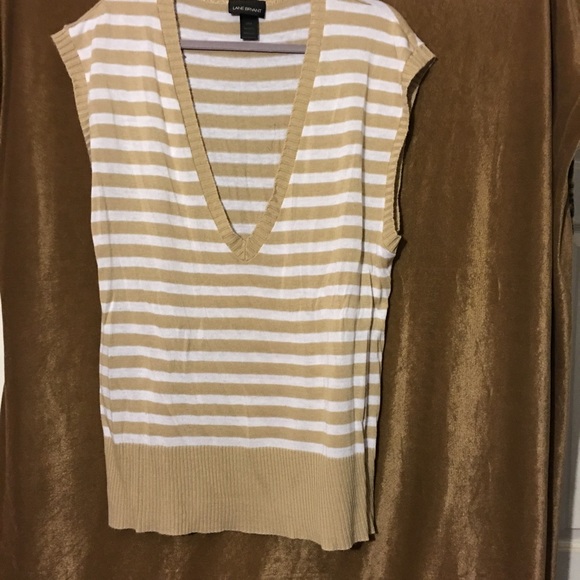 Plus Size Lane Bryant Tan/White Sweater Vest