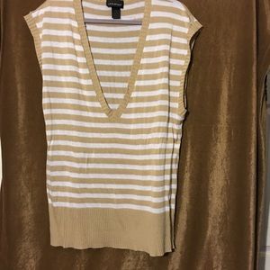 Plus Size Lane Bryant Tan/White Sweater Vest