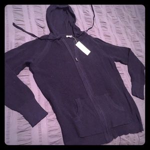 Black waffle-knit hoodie