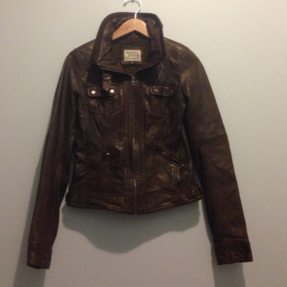 Bomber jacket faux brown leather