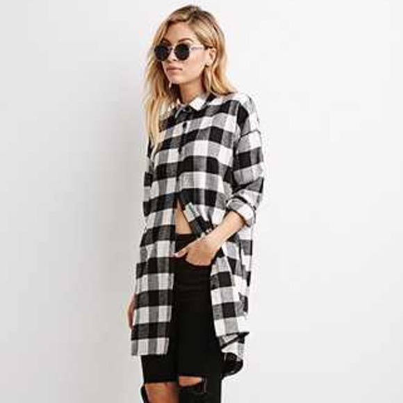 NWOT - Longline Plaid Shirt