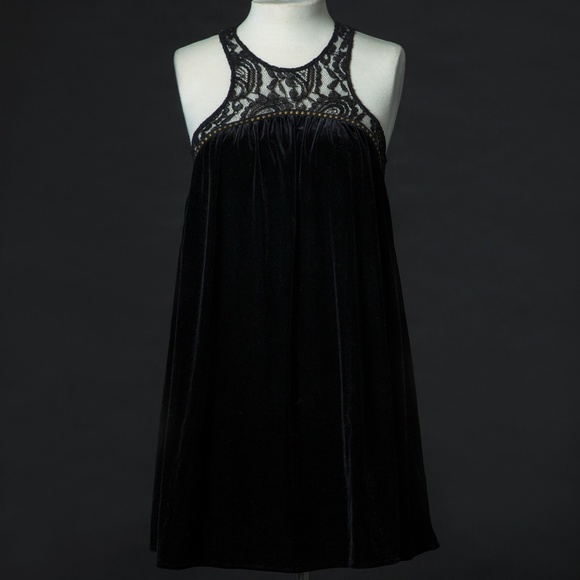 Urban Outfitters Studded Velvet Lace Trapeze Dress