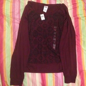 Maroon VS PINK top with black Aztec pattern