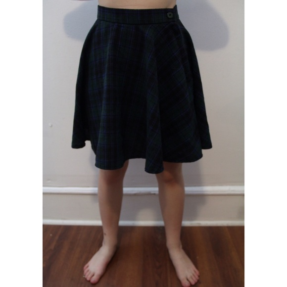 Dark Green & Blue Plaid Skirt