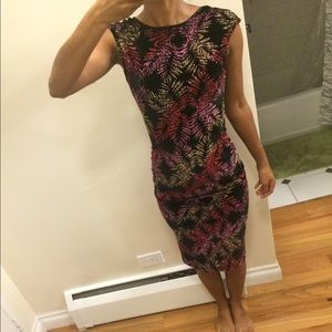 Black and gold sparkly leaf print dress