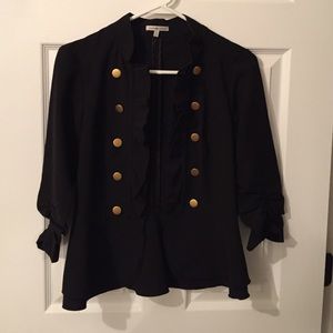 Black blazer with gold buttons
