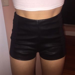 Forever 21 Black Leather High Waisted Shorts
