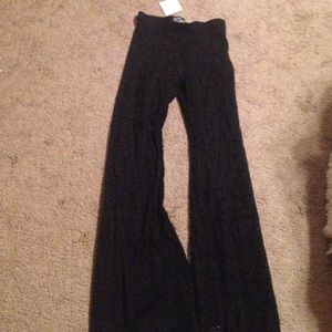 Black lace bell bottom pants