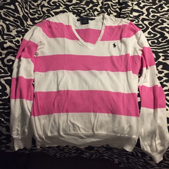 Pink and white ralph lauren sweater/shirt