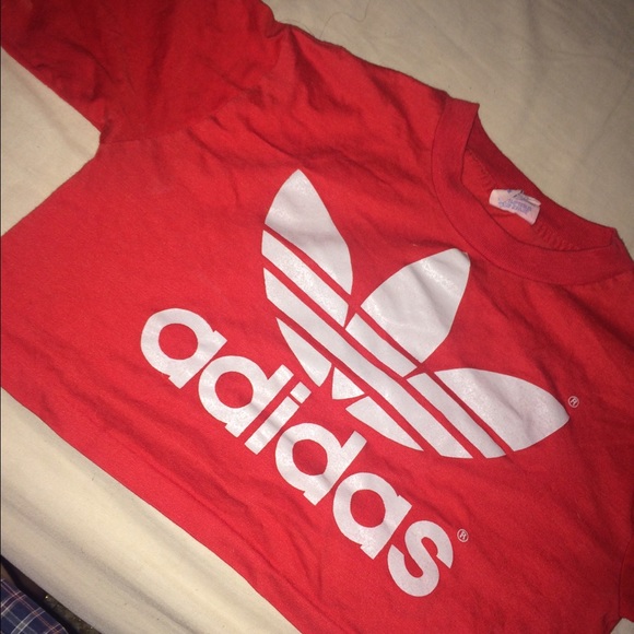 Red addidas crop top
