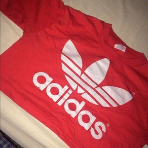 Red addidas crop top