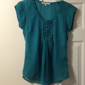 Turquoise cap sleeve blouse