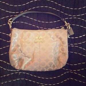 Silver mini coach purse
