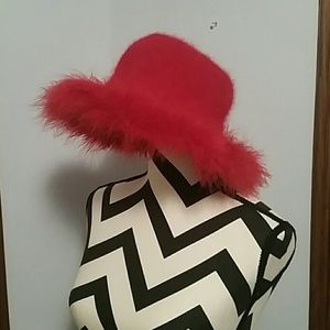 Red Feather Brimmed Hat