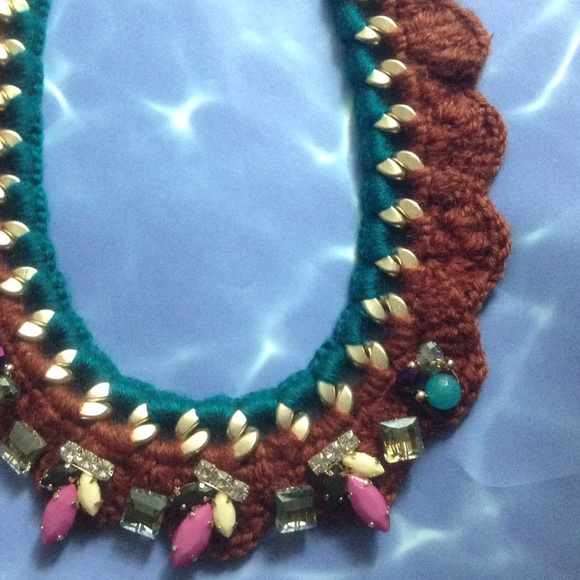 Bohemian 2 pc set lot bundle pink brown candy knitted boho yarn necklace funky - Picture 5 of 8