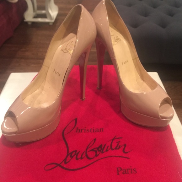 Christian Louboutin Nude Lady Peep Heels Size 37.5