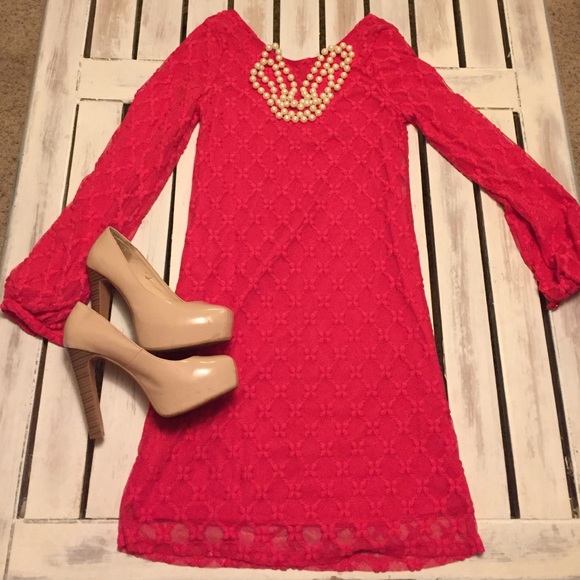 Hot pink lacy dress