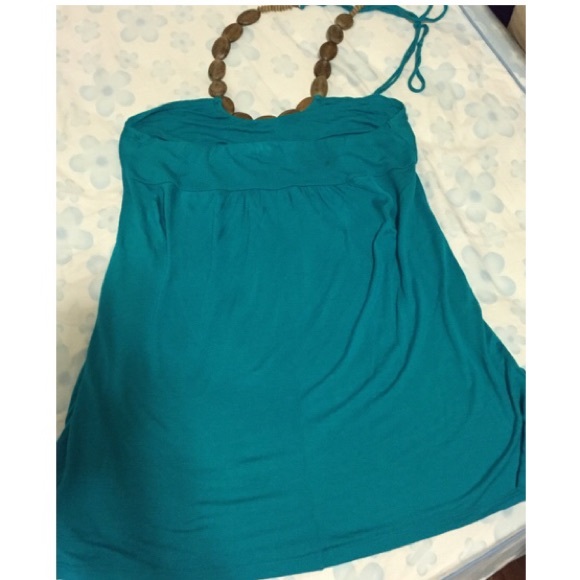 Teal color summer dress - Picture 3 of 3
