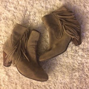 Beige Tassel Booties