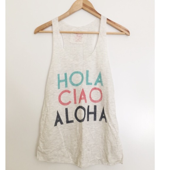 Heritage 1981 Tops - •s o l d • Gray Hola Ciao Aloha Tank Top