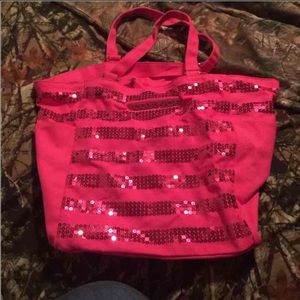 Pink sequin Victoria secret tote