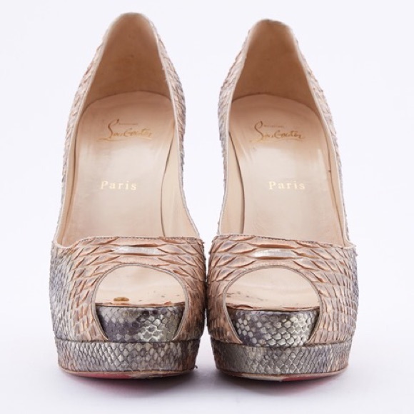 Authentic Christian Louboutin python peep toe