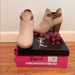 Tan booties with buckle