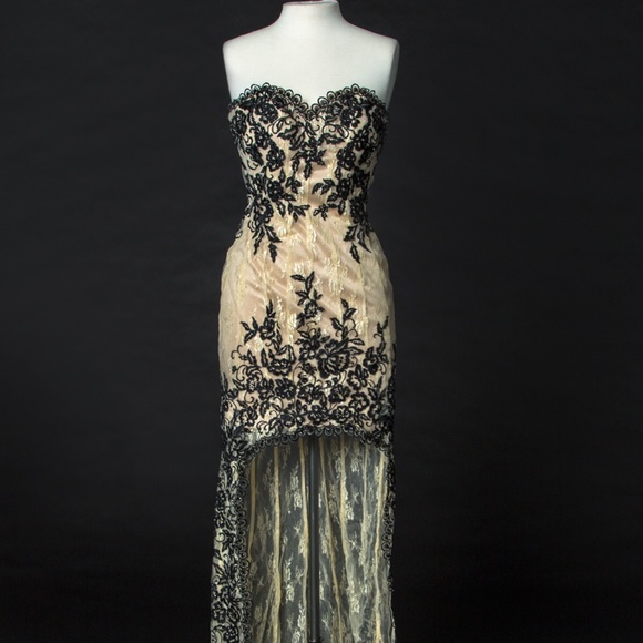 Atria High Low Strapless Lace Dress