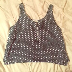 Denim polka dot tank