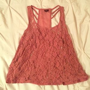 Red lace tank