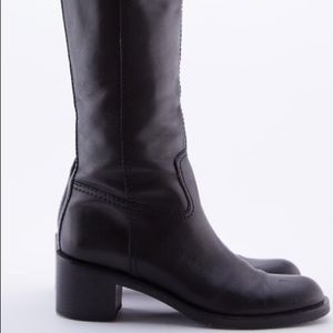 Gucci black leather boots with gold hardware