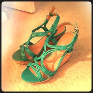 Charlotte Russe green wedges never worn