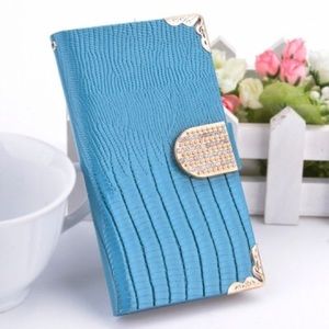 Blue Luxury bling wallet for iPhone 6