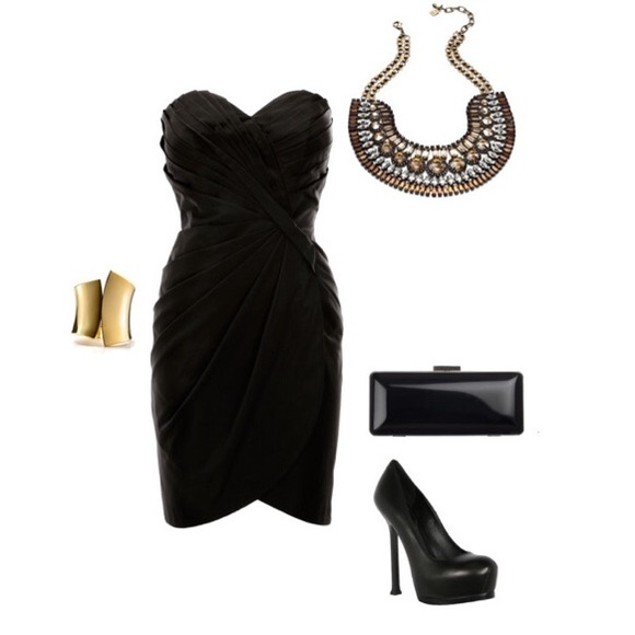 Studded black satin dress