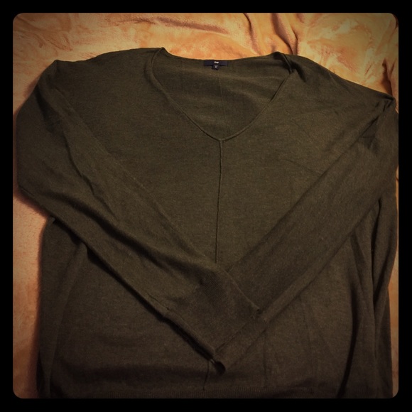 Gap Green V neck wool blend pullover sweater XL