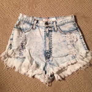Acid wash shorts